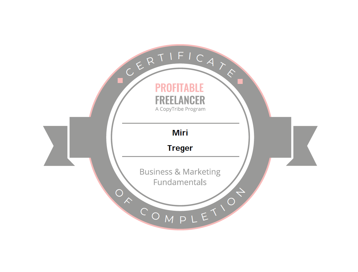 Profitable Freelancer certificate
